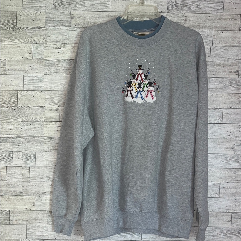 Vintage M&C Sportswear Snow Man Winter Sweatshirt Womens size 2X Gray USA
